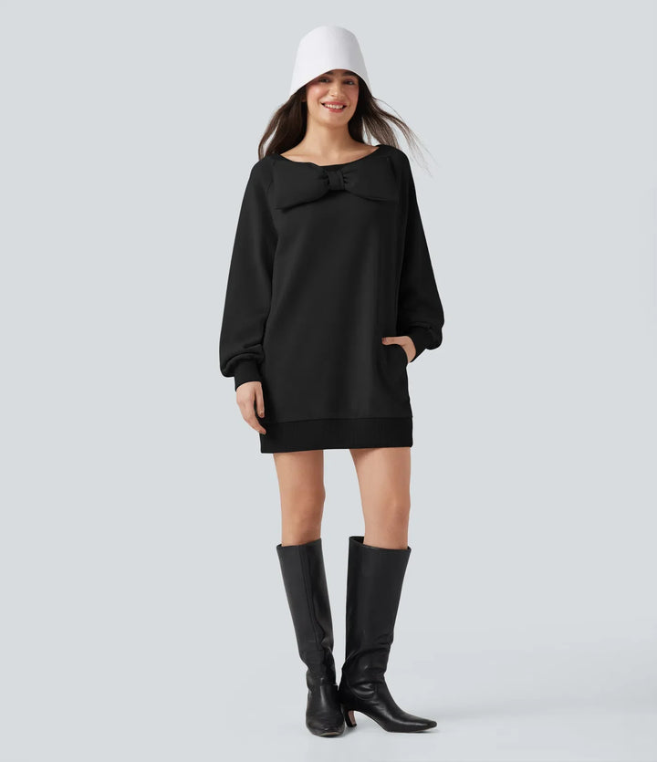 Rosett båtringad långärmad vardaglig bomull sweatshirt med fickor