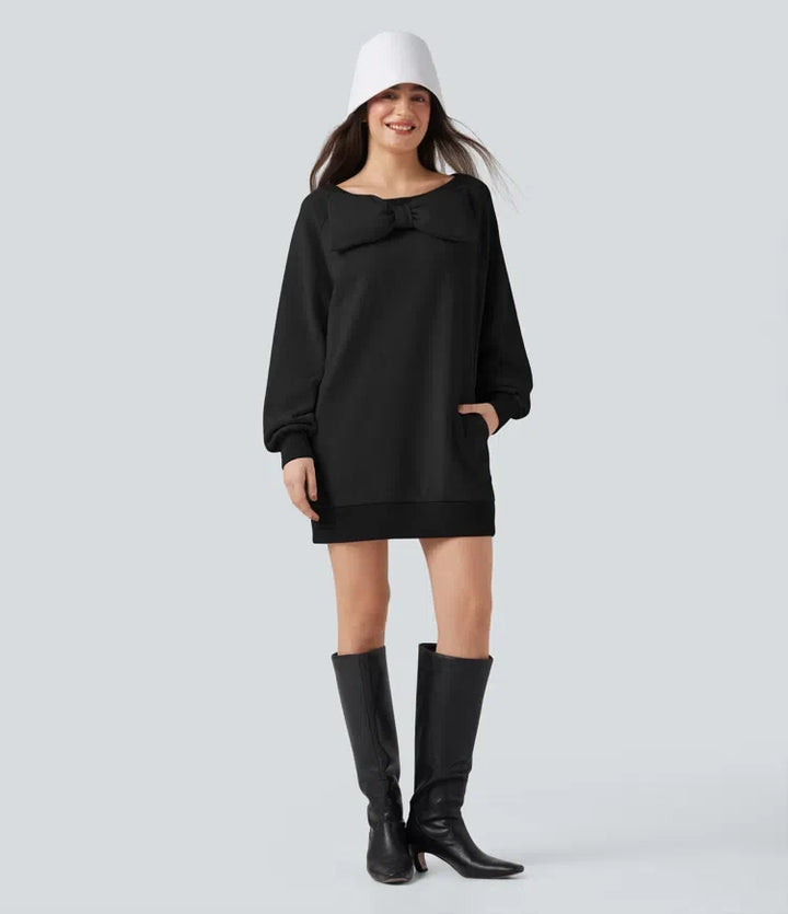 Rosett båtringad långärmad vardaglig bomull sweatshirt med fickor