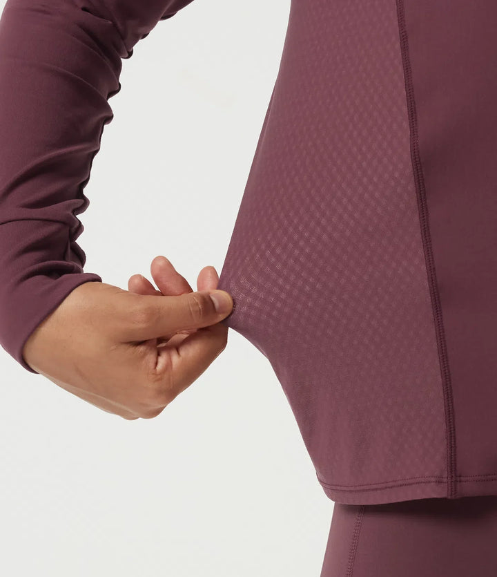 Rund hals långärmad kontrastmesh snabbtorkande träning sweatshirt
