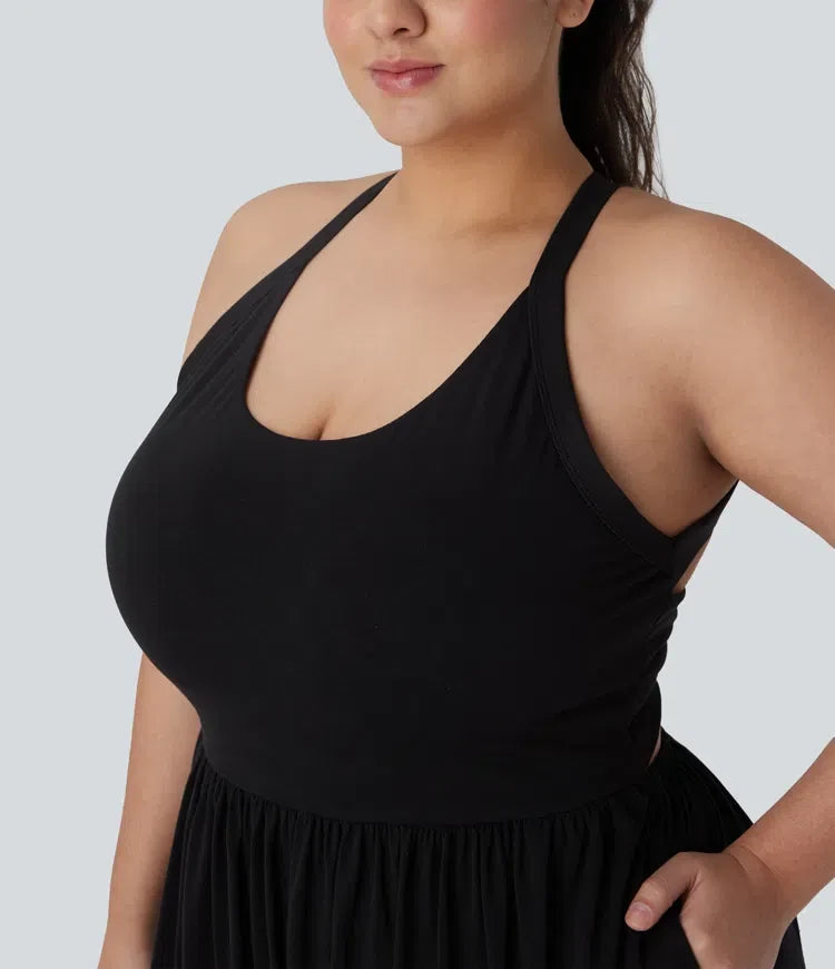 Haremsmodell för vardag plusstorlek jumpsuit med ficka – Easy Peezy-utgåva