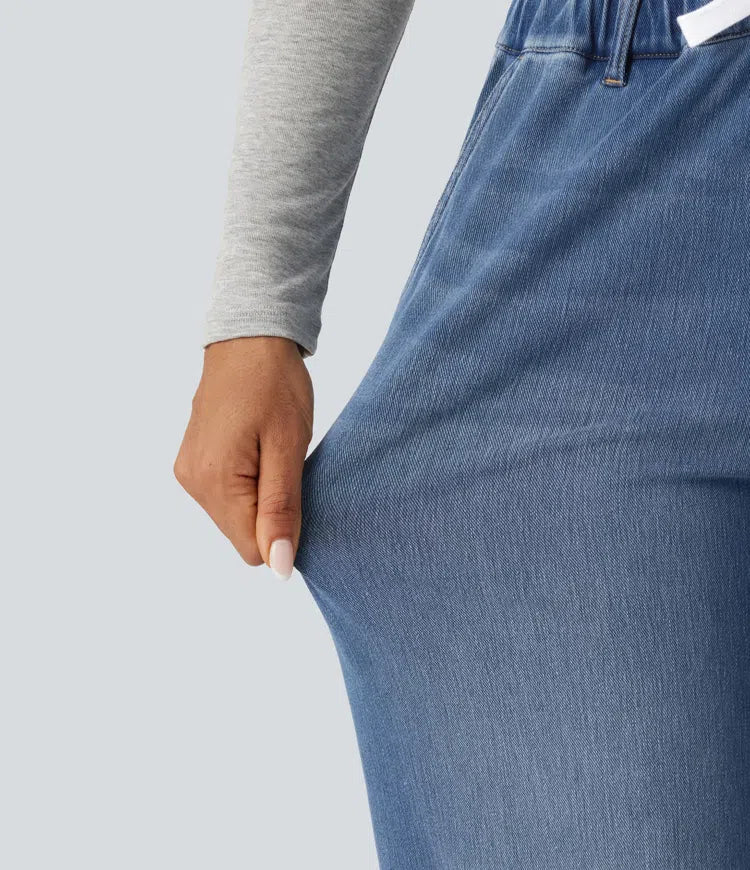 Halara Flex med medelhög midja vida ben vardagsjeans med fickor