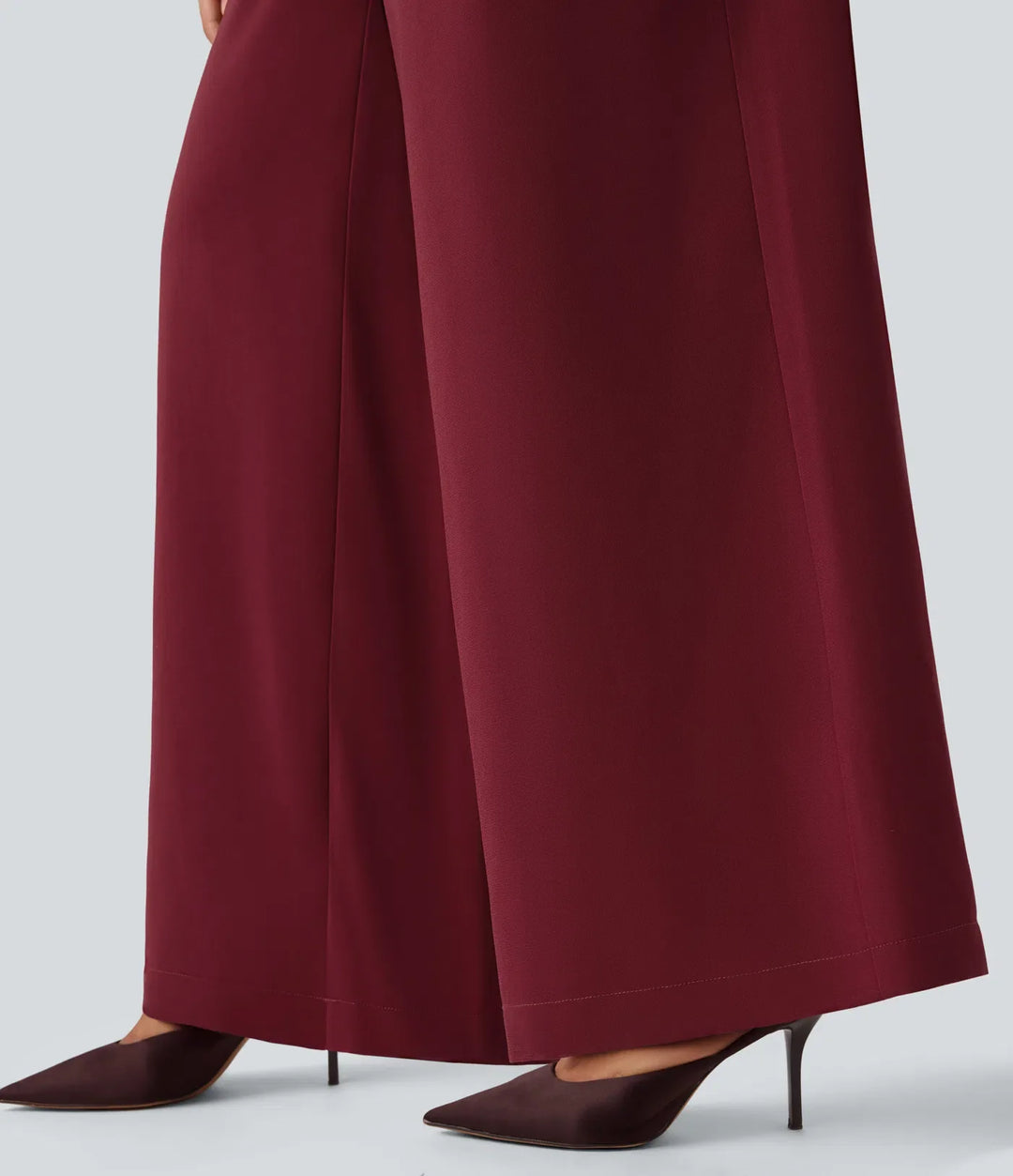 V-ringad lång puffärm bältad vida ben fest jumpsuit med fickor