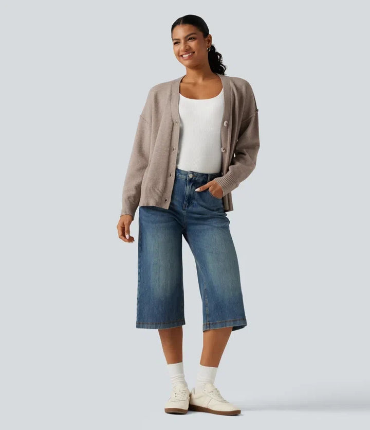Nedhasad långärmad vardaglig cardigan