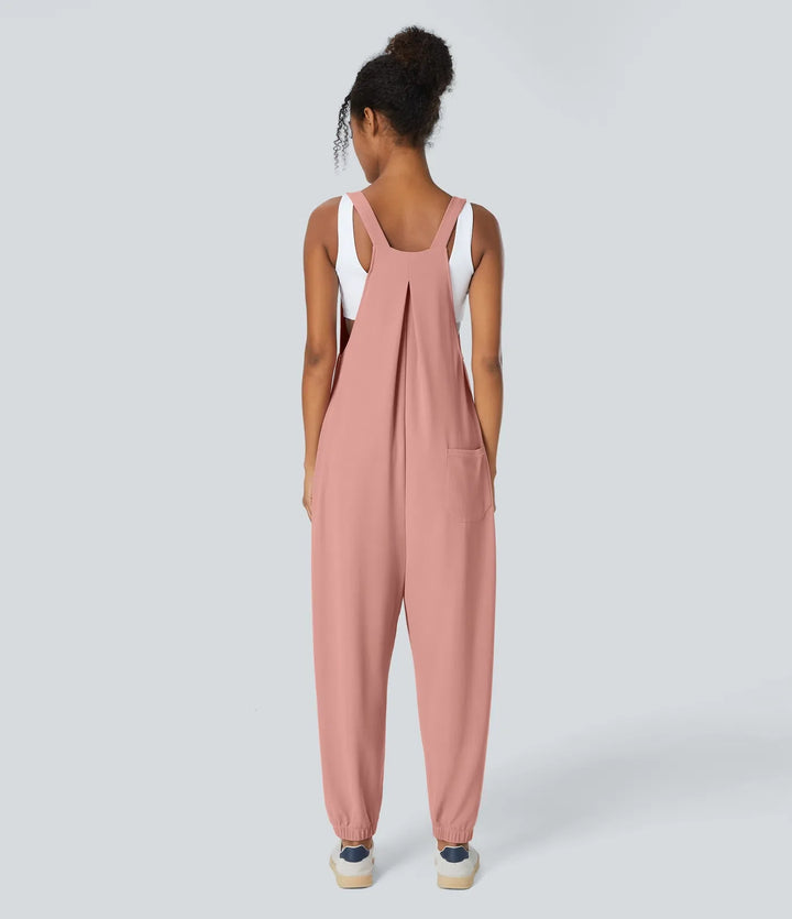 Fickor våffelstruktur vardaglig jogger overall