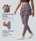 Softlyzero med hög midja omlott kontrastmesh träning leggings med kjol med fickor