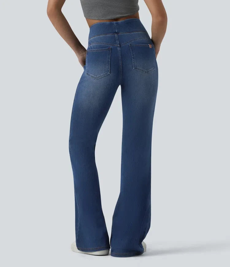 Halara Flex med hög midja och magkontroll för vardag utsvängd jeans med fickor