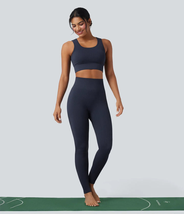 OneForm sömlös följsam våffelstruktur med hög midja 7/8 yogaleggings