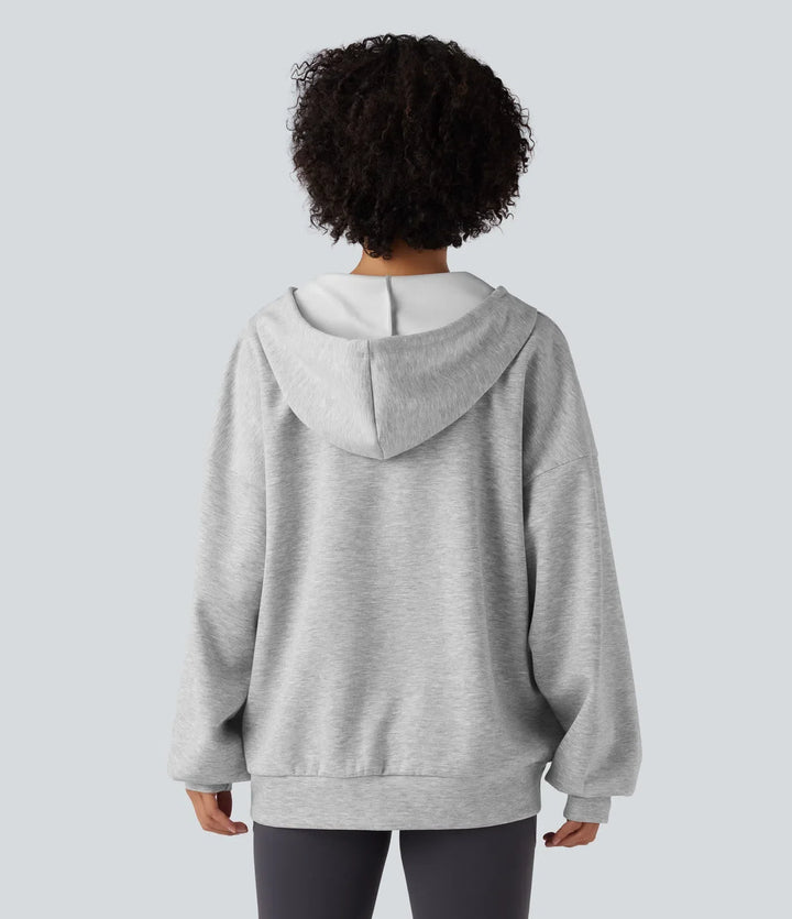 Med huva dragsko långärmad vardaglig sweatshirt med fickor