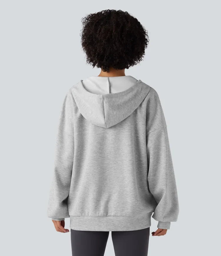 Med huva dragsko långärmad vardaglig sweatshirt med fickor