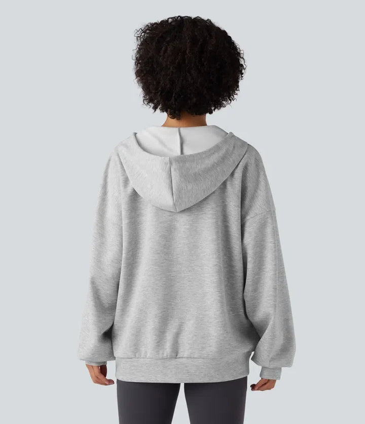 Med huva dragsko långärmad vardaglig sweatshirt med fickor