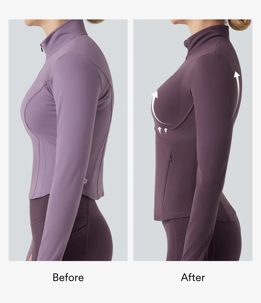Lyckera UltraSculpt halvpolo rynkat push-upp långärmad tumhål yogajacka med fickor