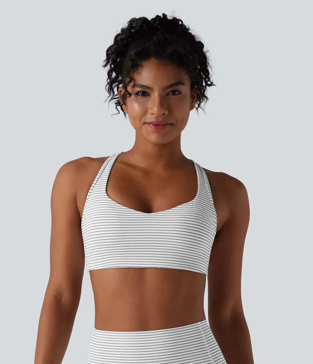 Medium stöd racerback ränder träningssport-BH
