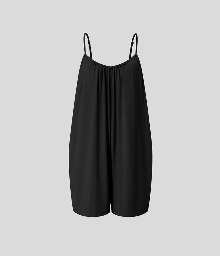 Spaghetti ficka enfärgad vida ben vardaglig jumpsuit