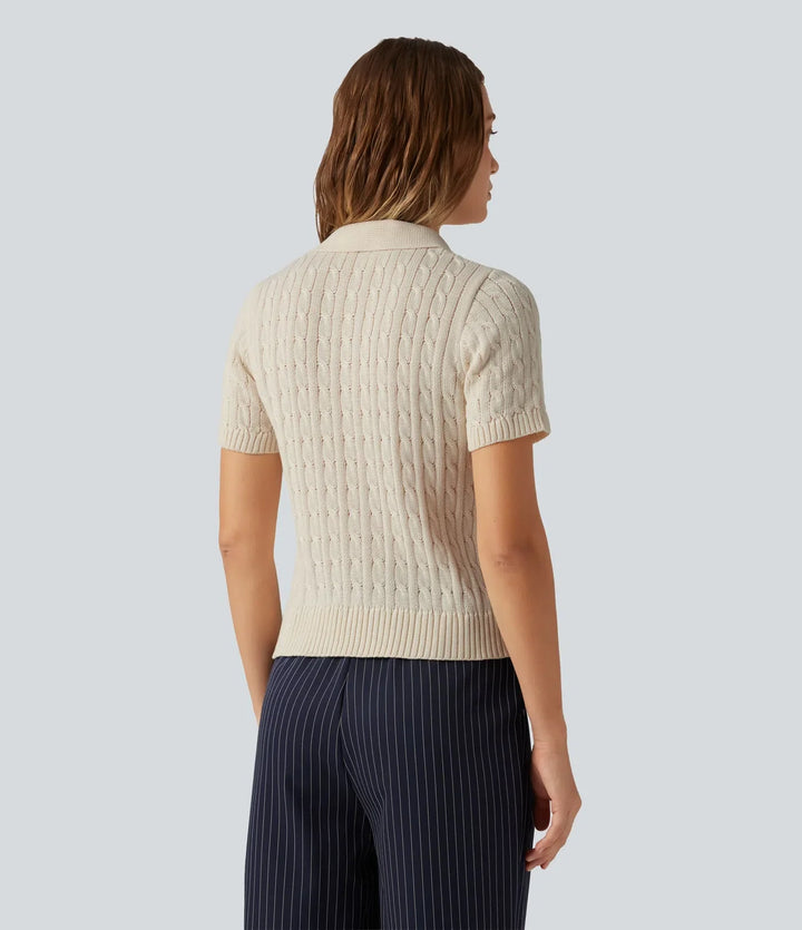 Polo kortärmad kabelstickad arbetströja