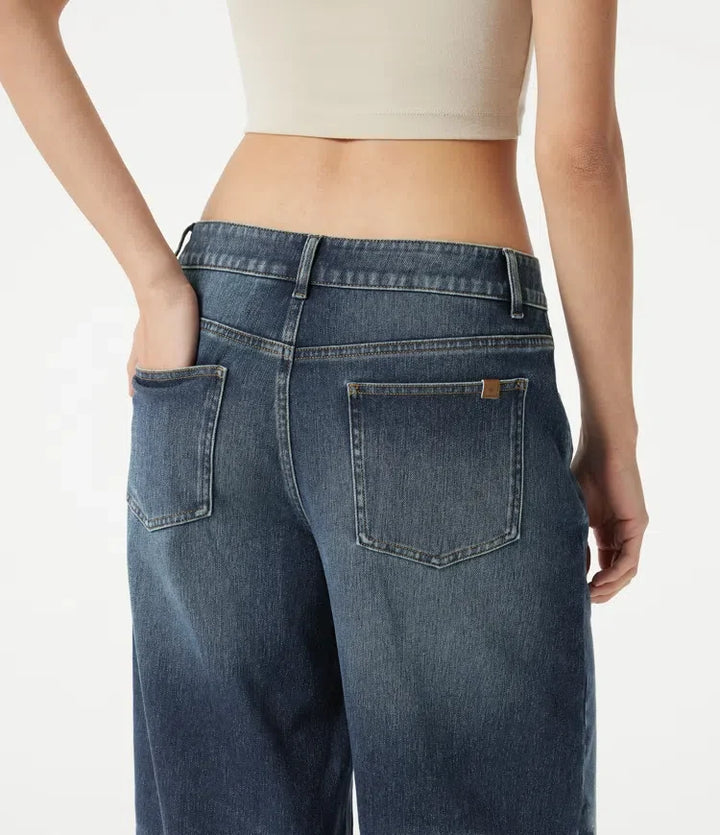 Halara Flex asymmetrisk med låg midja baggy tvättad vardagsjeans med fickor