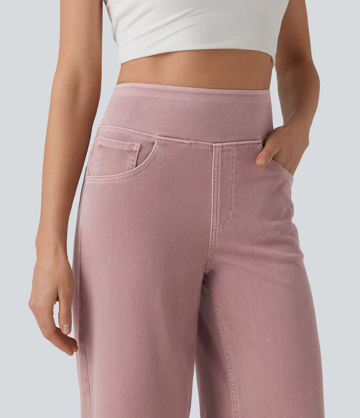 Halara Flex med hög midja vida ben färgglad vardagsjeans med fickor