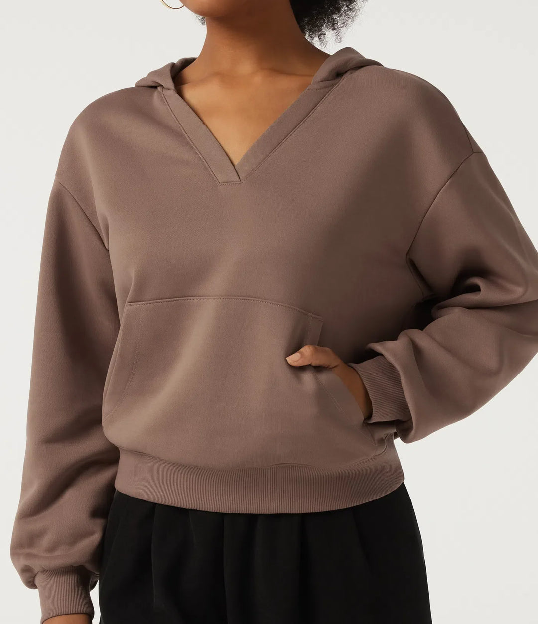 Med huva långärmad fleece vardaglig sweatshirt med ficka