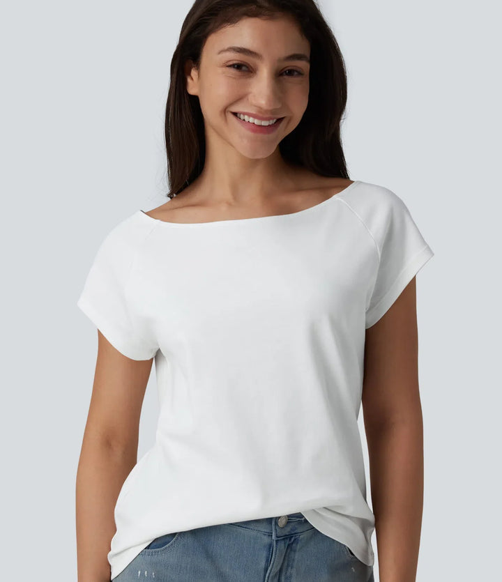 Båtringning kortärmad för vardag pimabomull T-shirt