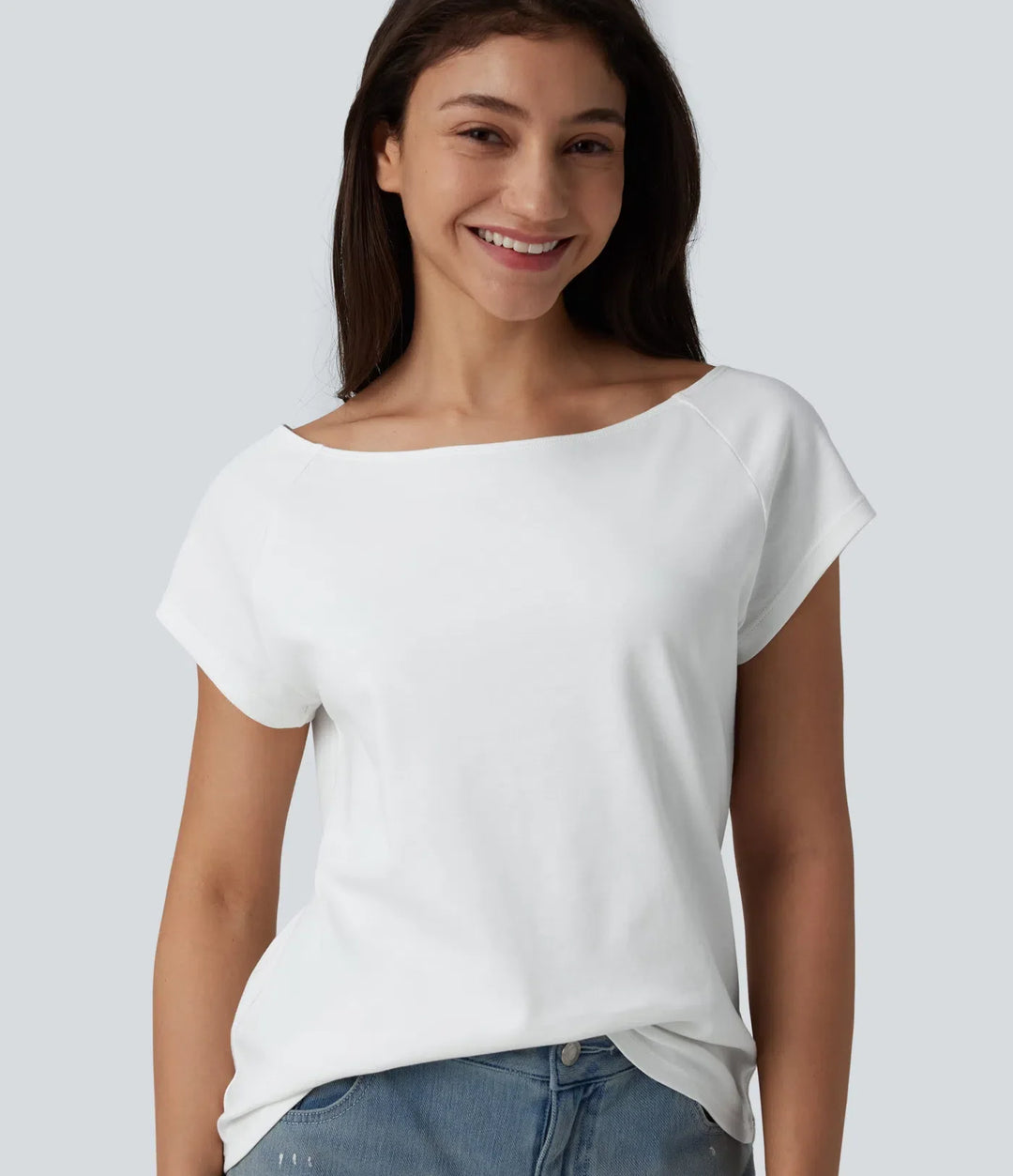 Båtringad kortärmad vardaglig pimabomull T-shirt