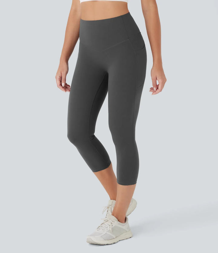 Lyckera UltraSculpt högmidjad rumplyftande magkontroll ficka formande capri träningsleggings