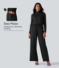 Ståkrage långärmad raka ben jumpsuit med fickor-Easy Peezy Edition