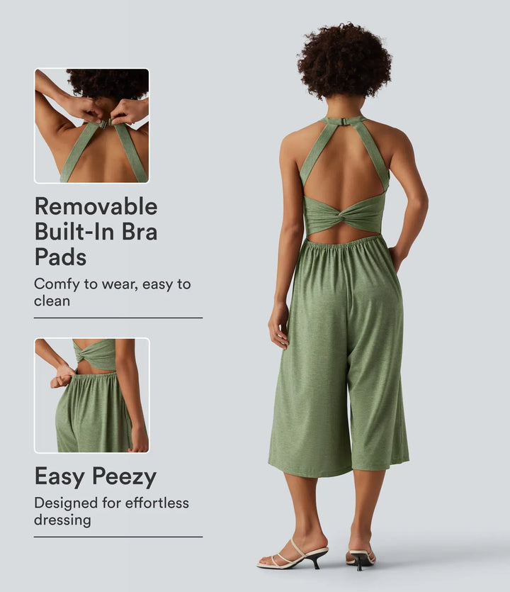 Vida ben capri vardaglig jumpsuit med fickor-Easy Peezy Edition