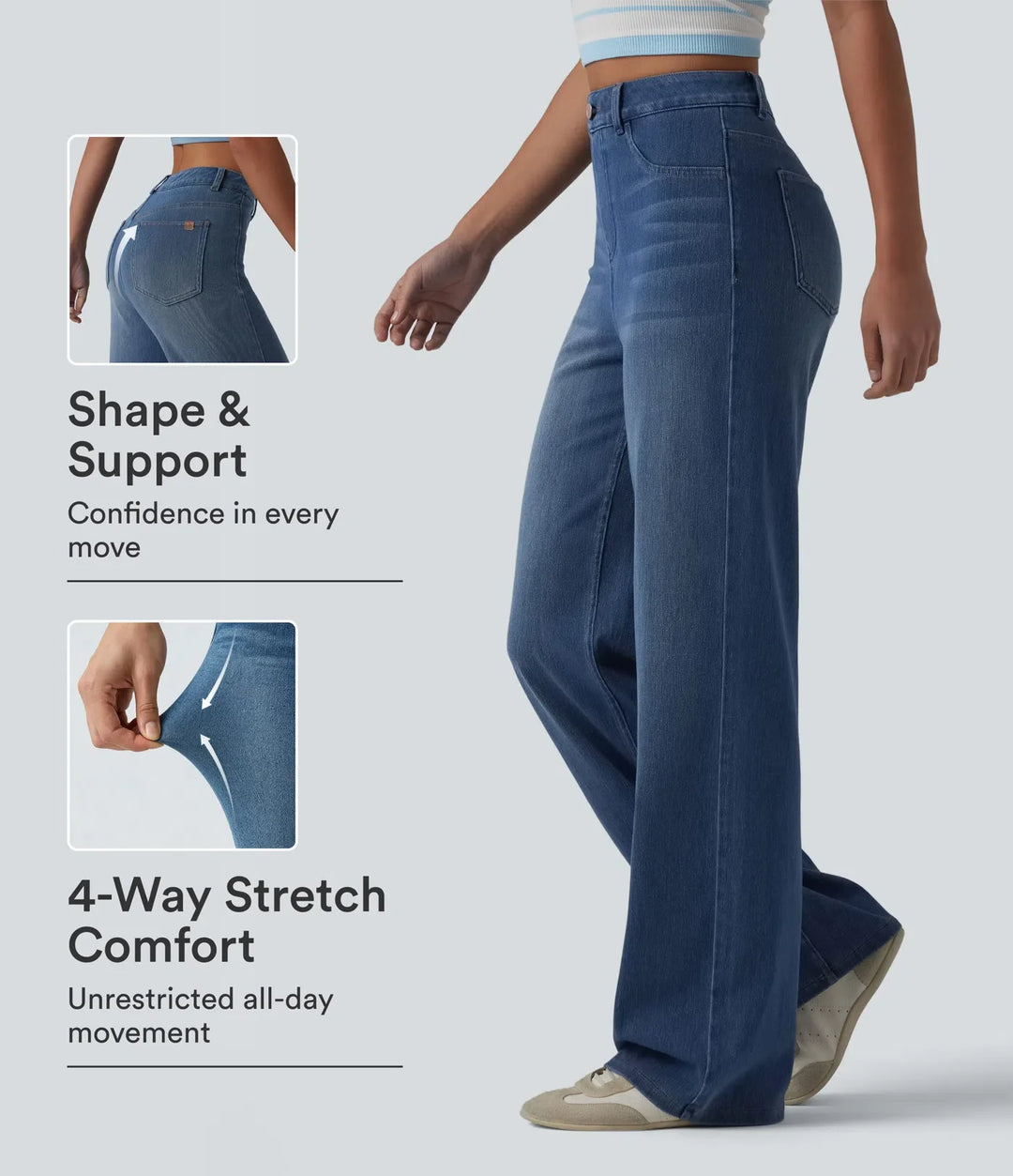 Lyckera Flex högmidjad skulpterad lyftdesign raka ben vardagsjeans med fickor