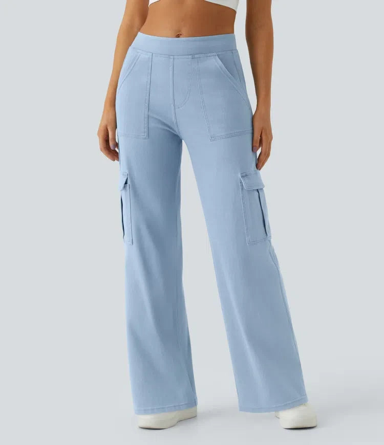 Halara Flex med medelhög midja fickor raka ben för vardag cargo jeans