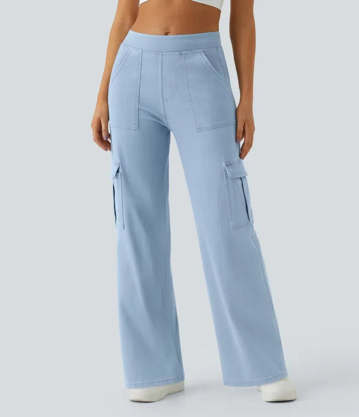 Halara Flex med medelhög midja fickor raka ben för vardag cargo jeans