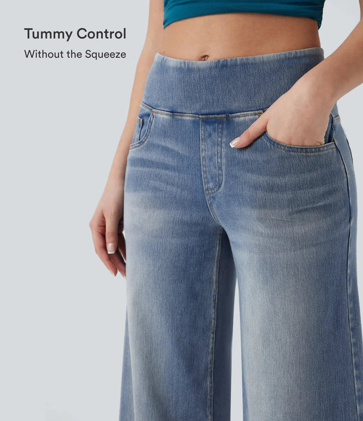 Halara Flex med medelhög midja magkontroll för vardag baggy jeans med fickor