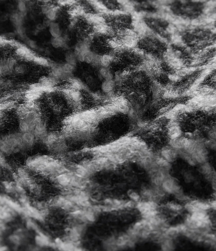 Fyrkantig halsringning leopardmönster teddy vardaglig baggy overall med fickor