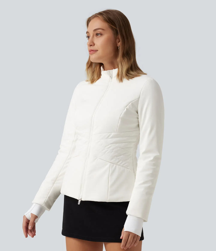PuffFlex långärmad dubbel dragkedja vardaglig vadderad jacka med fickor