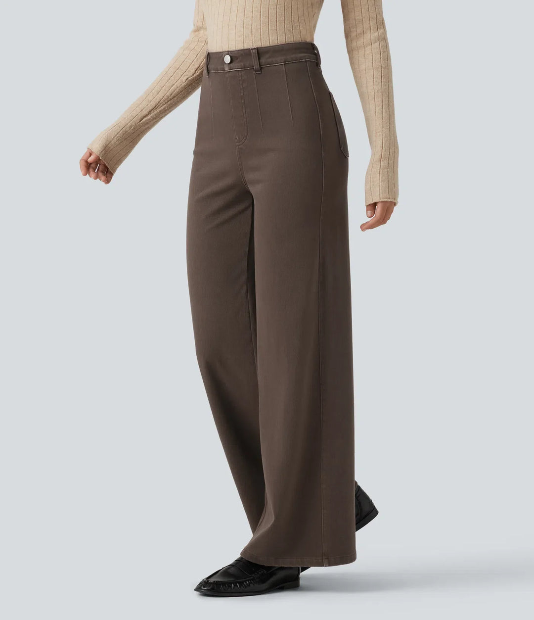 Halara Flex med hög midja och magkontroll vida ben färgglad vardagsjeans med fickor