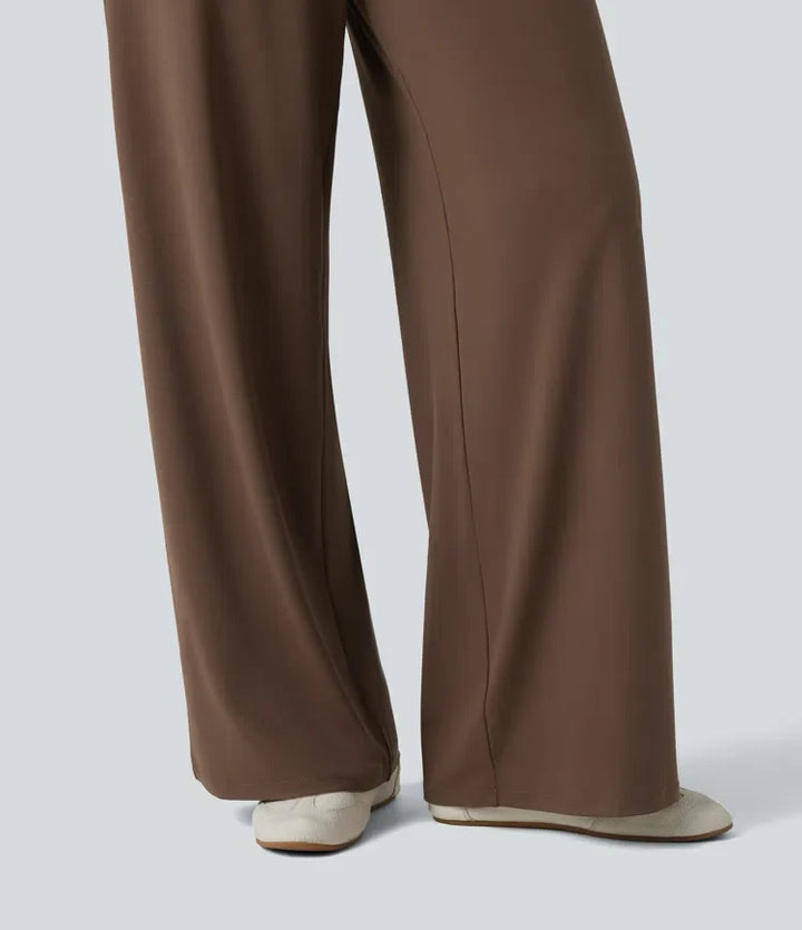 Båtringning ärmlös rynklad vida ben jumpsuit för vardag med fickor – Easy Peezy-utgåva