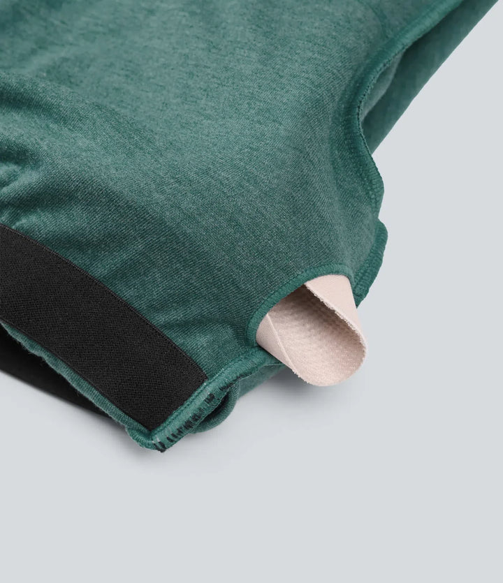 Djup rund halsringning långärmad inbyggd BH vida ben rynkat vardaglig jumpsuit med fickor-Easy Peezy Edition