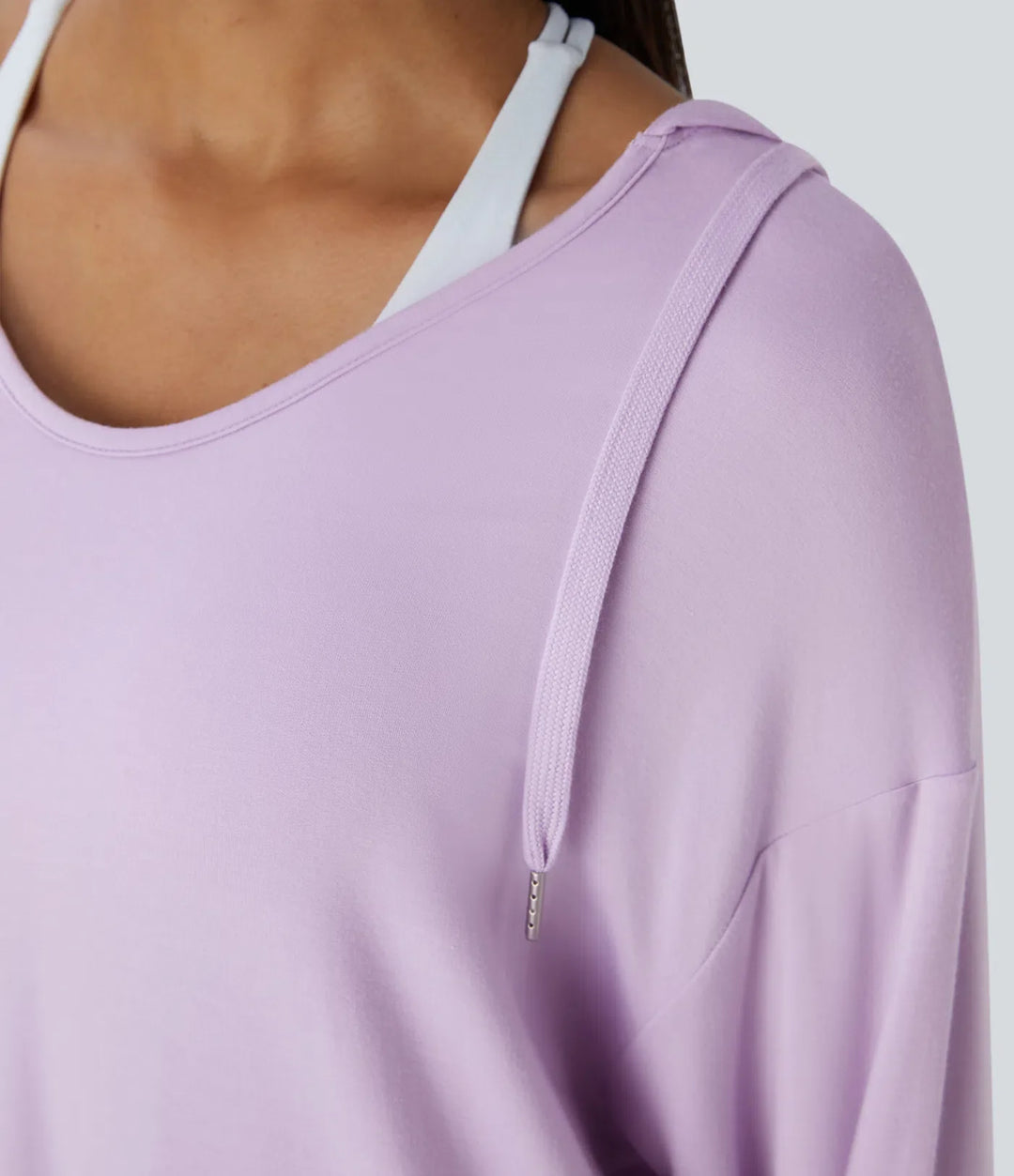 Med huva V-ringad dragsko tumhål lång modell vardaglig sweatshirt