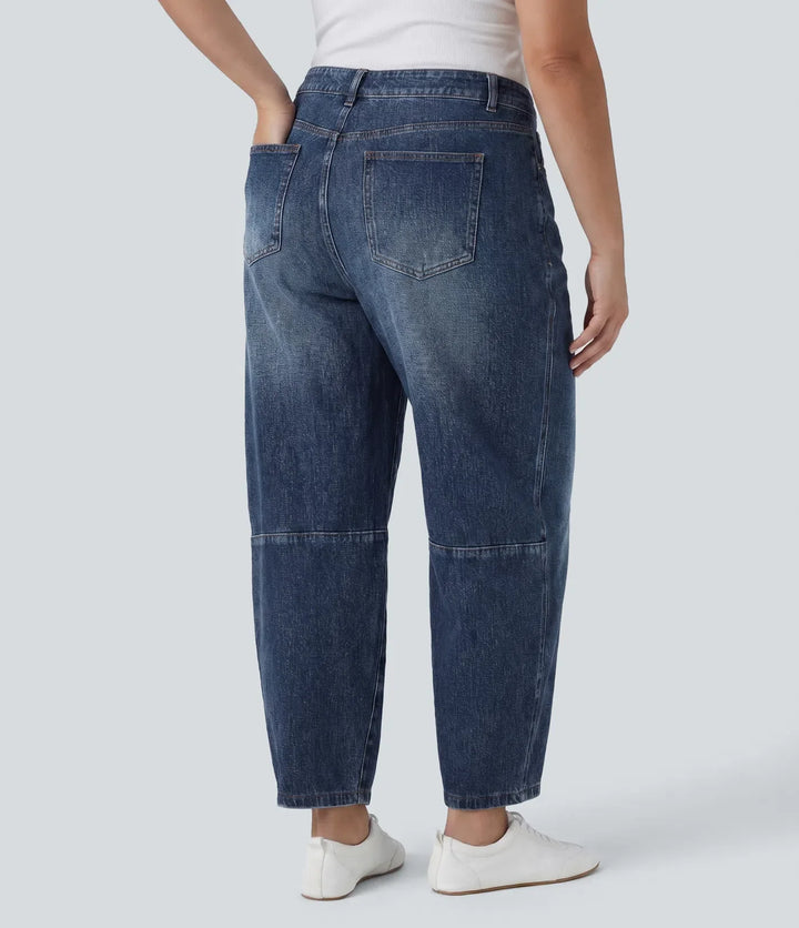 Halara Flex med låg midja ballongformade ben vardagsjeans i plusstorlek med fickor