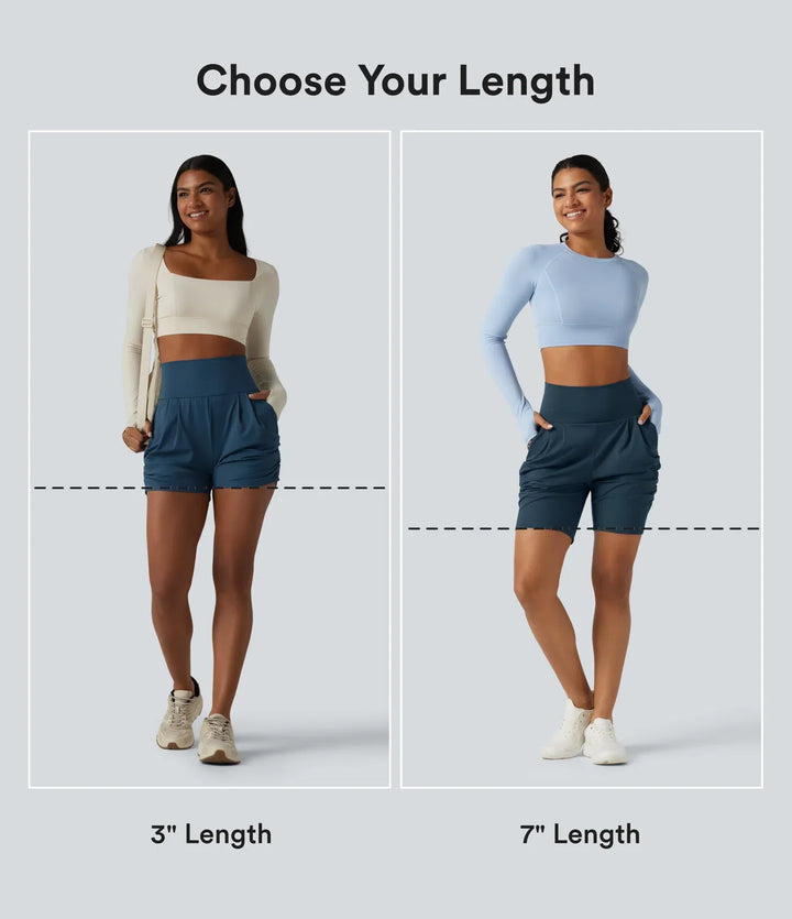 SoftlyZero luftig högmidjad rynkat InstantCool yoga shorts 3&