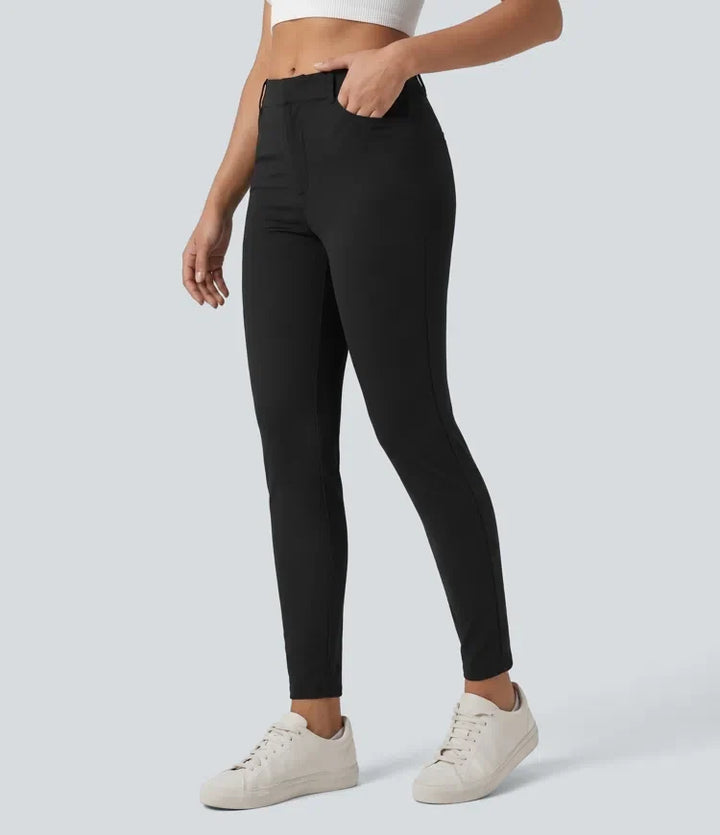 Lyckera Flex högmidjad skinny fiskbensmönstrad arbetsbyxor med fickor