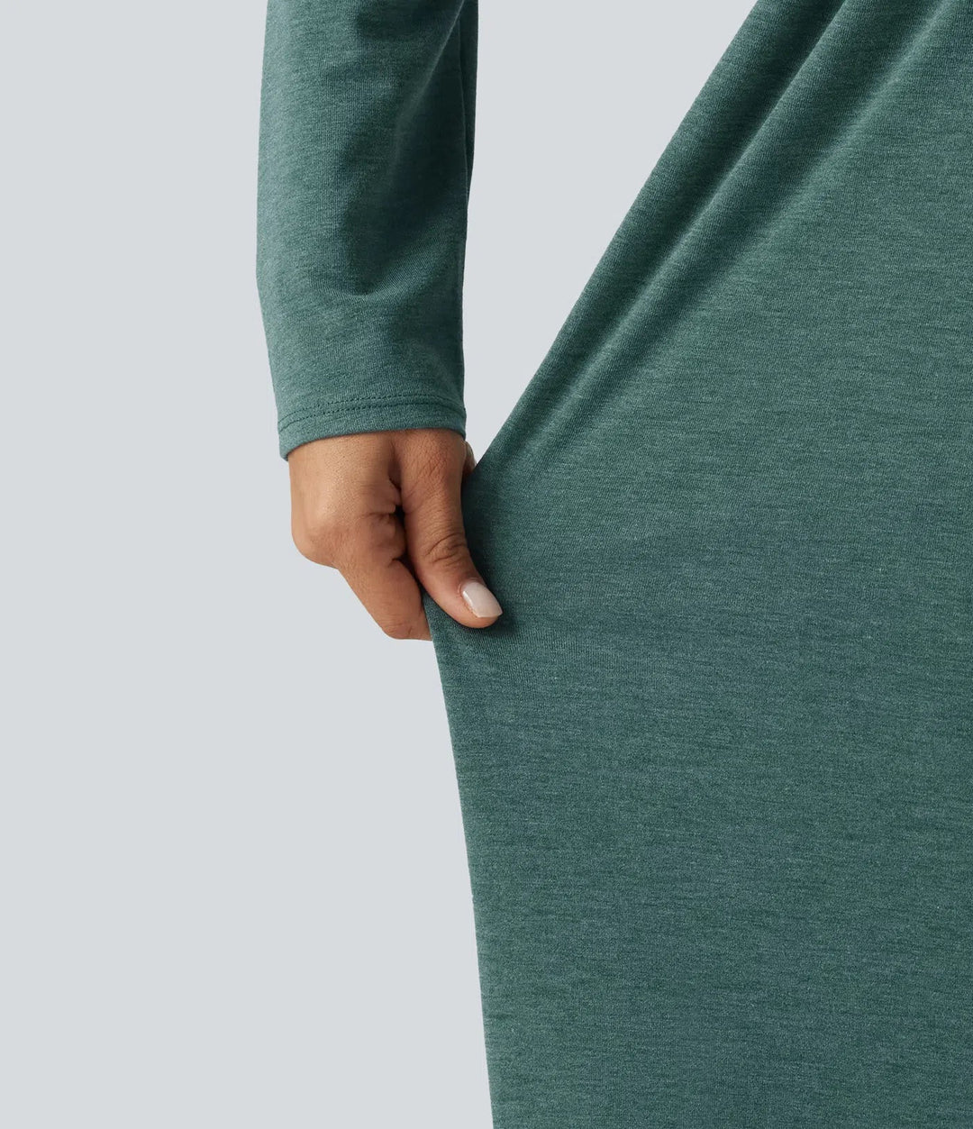 Djup rund halsringning långärmad inbyggd BH vida ben rynkat vardaglig jumpsuit med fickor-Easy Peezy Edition