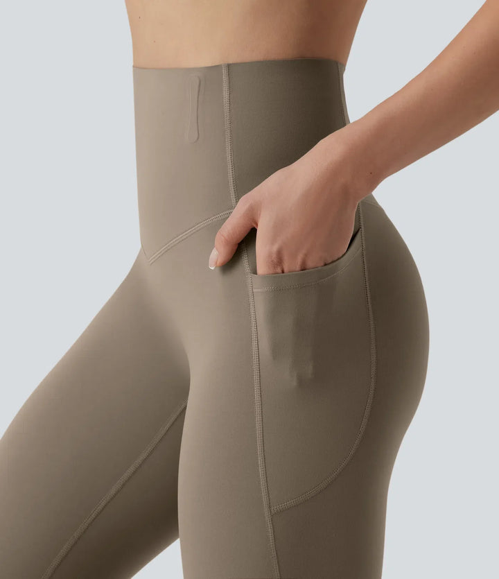 Halara UltraSculpt med hög midja anti-roll magkontroll formande träningsleggings med fickor