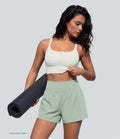 SoftlyZero luftig superhög midja 2-i-1 InstantCool yoga shorts 5'' med fickor-längre längd