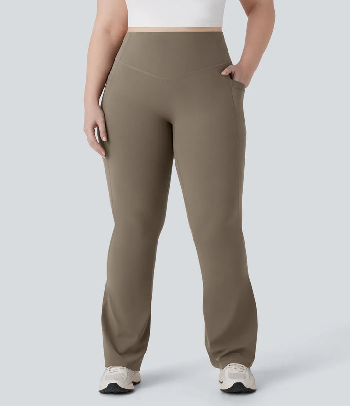 Lyckera UltraSculpt högmidjad scrunch med rumplyft magkontroll ficka formande yoga bootcut plusstorlek leggings