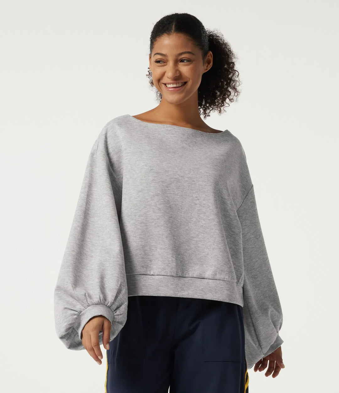 Båtringad långärmad pullover vardaglig sweatshirt