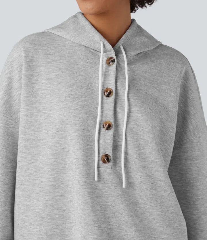 Med huva dragsko långärmad vardaglig sweatshirt med fickor