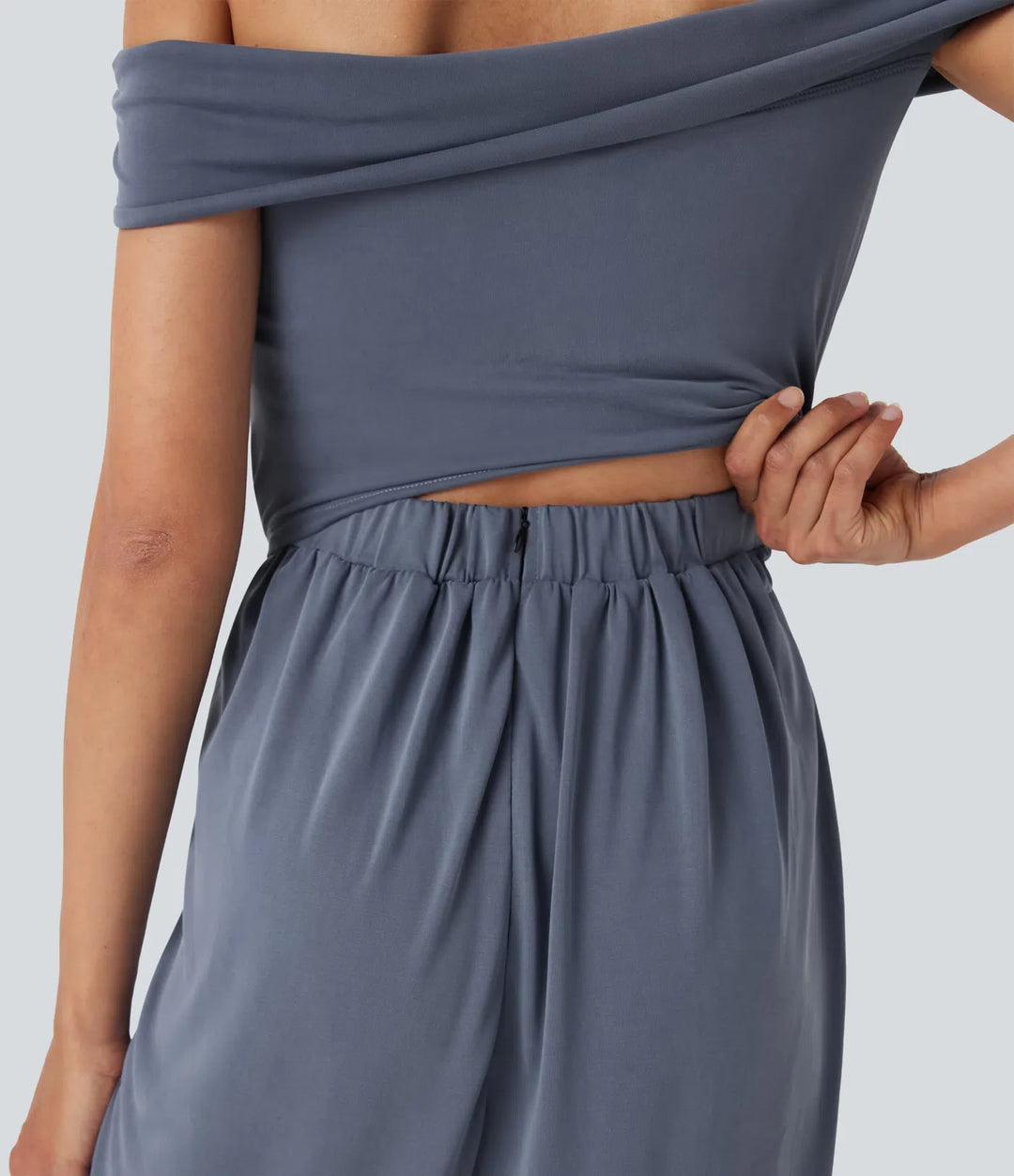 Bara axlar rygg dragkedja vardaglig jumpsuit med fickor-Easy Peezy