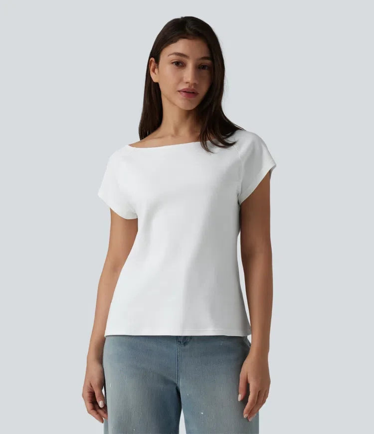 Båtringning kortärmad för vardag pimabomull T-shirt