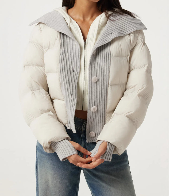 Hög hals långärmad vardaglig vadderad jacka med fickor och tumhål