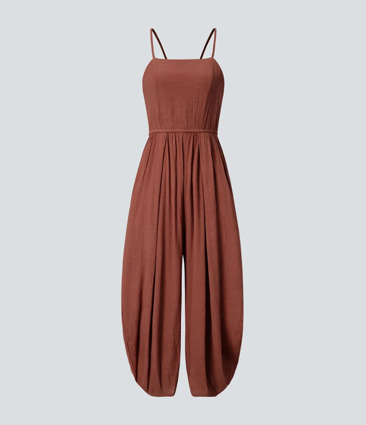 Spaghettiband spets upp ficka jumpsuit