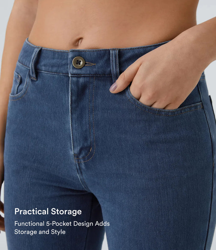 Lyckera Flex medelhög midja fickor vardaglig bootcut-jeans